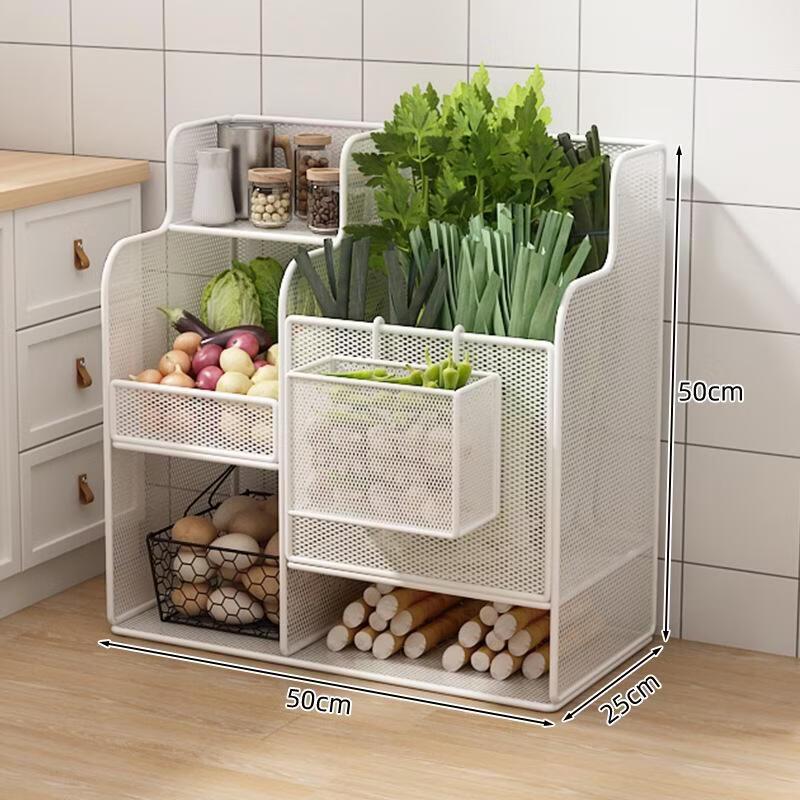 JINGRX Multi-Layer Kitchen Storage Rack with Hanging Frame
