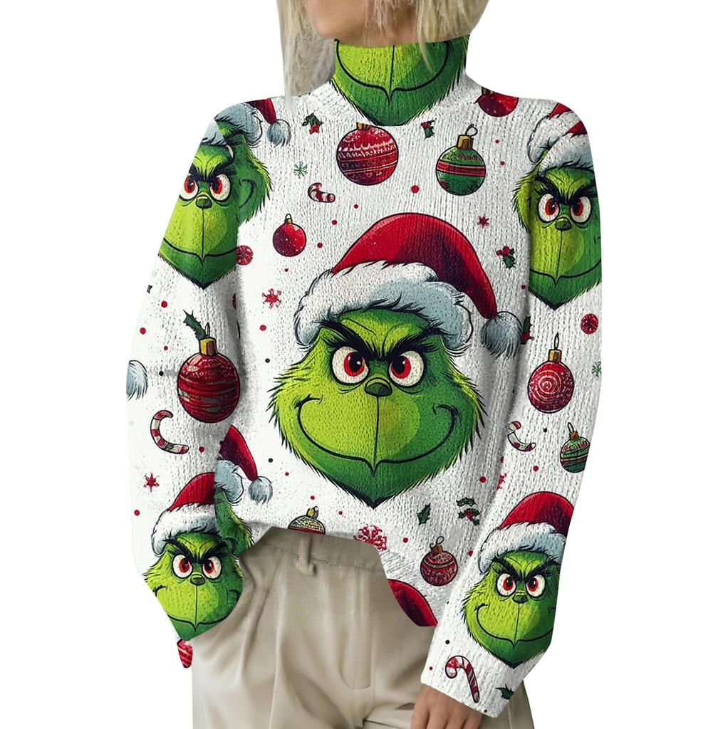 Рождественские толстовки для женщин Вязаный свитер Милая рубашка Осенняя водолазка Пуловер Топы