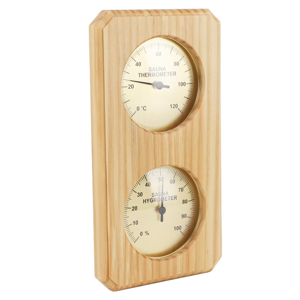 Wooden Sauna Hygrothermograph Golden Plate 0 To 120 Celsius 0 To 100 Humidity Sauna Thermometer for Indoor Family