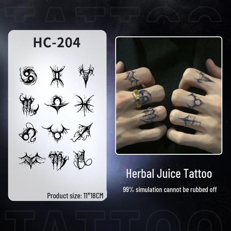 Juice Dark Series Waterproof Tattoo Stickers for Men - Cool Uzi Clown Design for Fingers, Arms, and Hands
