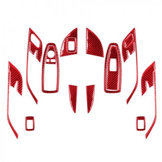 16Pcs Red Carbon Fiber Interior Door Control Kit Cover Trim For BMW X1 F48