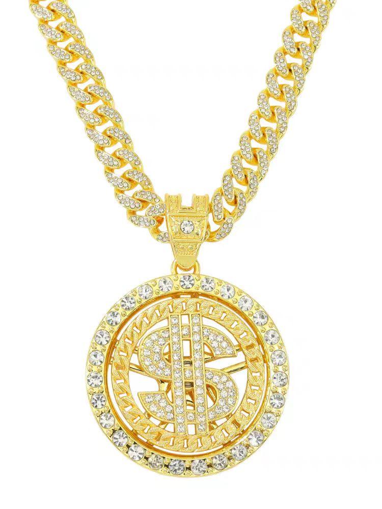 Her Lab Ювелирные изделия| Изысканное бриллиантовое колье, кубинское колье с вращающимися деньгами, упаковка шкатулки для драгоценностей.