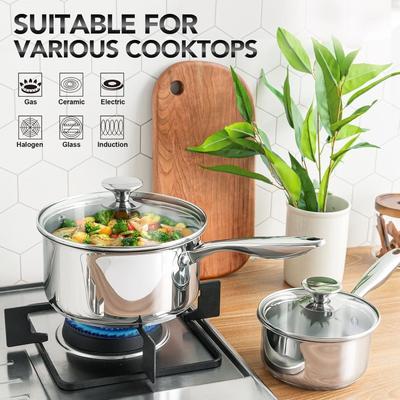 МИКЕЛАНДЖЕЛО 3 шт. Кастрюля из нержавеющей стали с крышкой Стальная ручка Кастрюля для соуса Индукционная кастрюля Набор сковород С совместимостью с плитой