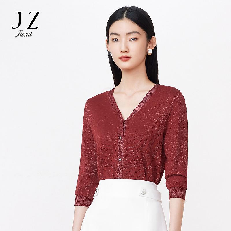 JZ Jiuzi Shopping Mall's same casual and elegant style shiny silk knitted sweater for women's summer new JWDX30701