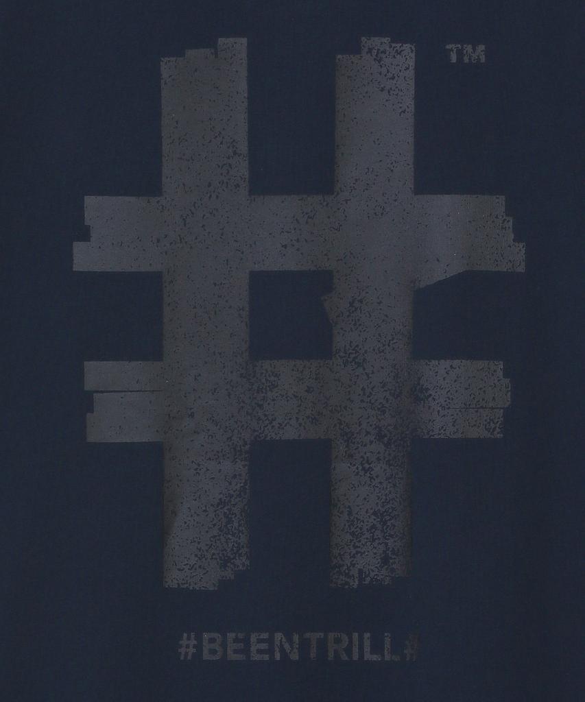 BEENTRILL Футболка оверсайз с коротким рукавом и принтом-штампом с хэштегом (Древесный уголь)