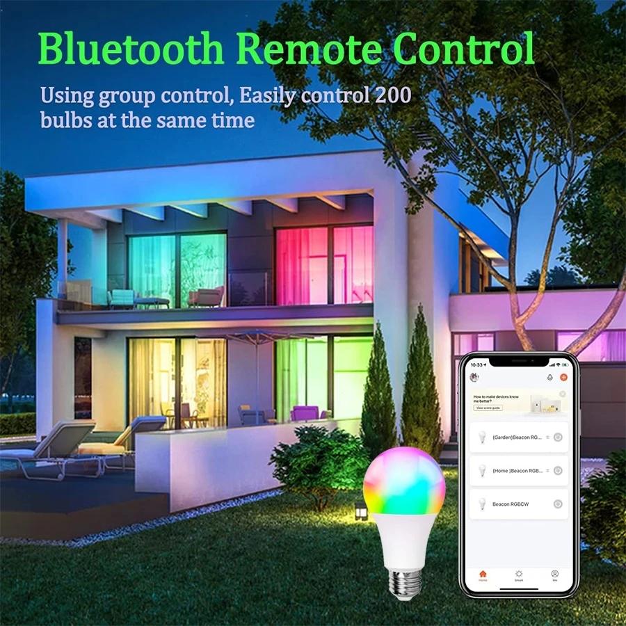 E27 LED Smart Bulb RGB Lamp Tuya Bluetooth 4.0 Smart Lighting Lamp Изменение цвета Dimmable Home Hotel Bar Спальня Decor AC85-265V