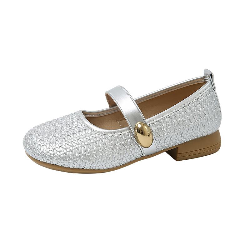 2025 Summer New Woven Mary Jane Shoes Soft Sole with Skirt Wear Single Shoes Popular French Fairy Style Small Leather Shoes