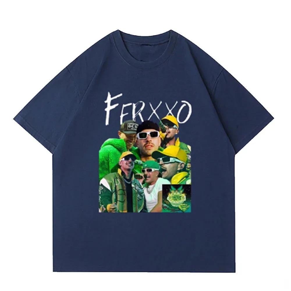 Футболка Ferxxo Мужская Футболка с принтом Мерч рэпера Feid Летняя Повседневная Футболка с коротким рукавом Оверсайз Хип-хоп Футболки Уличная одежда Футболка