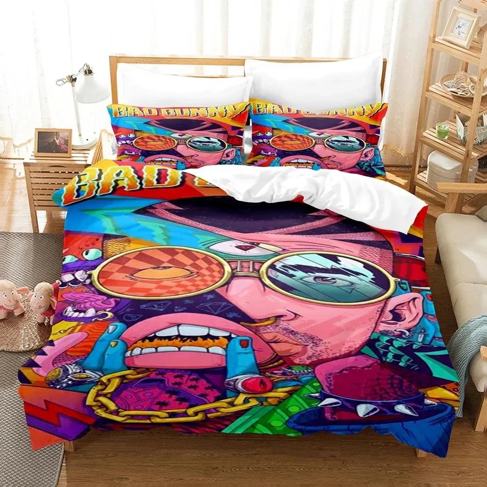 Luxury New 3D Print Bad Bunny Un Verano Sin Ti Duvet Cover Set Fashion Canvas Painting Bedding Set Queen Comforter Cover Sets