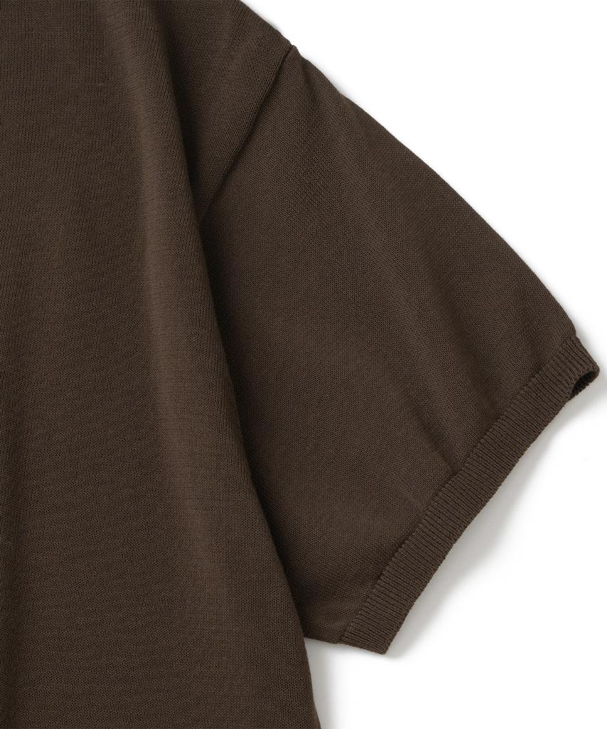 KNITTED Shellon Cooling Single Crop Henley Neck Knit Brown