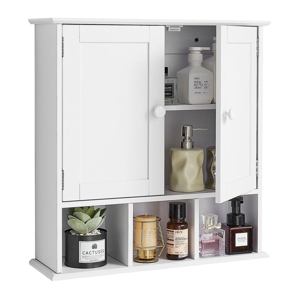 VEVOR Bathroom Wall Cabinet, 2 Doors & Adjustable Shelf, Over the Toilet Storage Medicine Cabinet Wall Mounted