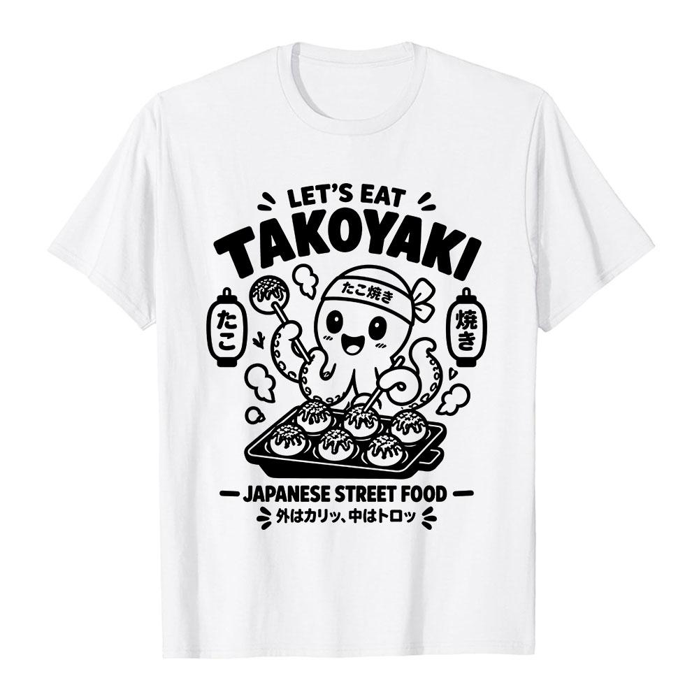 Men Women Funny Takoyaki Graphic T‑Shirt Japanese Street Food Octopus Cartoon Print Short Sleeve Tees Casual Streetwear Tops