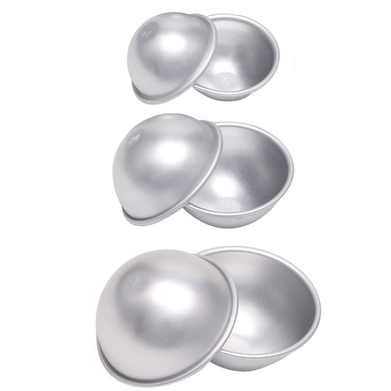 2Pcs Ball Aluminum Semicircle Sphere Bath Bomb Cake Pan Baking Mold Pastry Mould BAS KTY