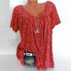 Women Plus Size Short Sleeves V-Neck Print Blouse Pullover Tops Shirt