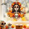 Наклейки на окно балкона для улицы День Мертвых, Наклейки Dia De Los Muertos, Цветные Настраиваемые Наклейки по Размеру Сахарный Череп