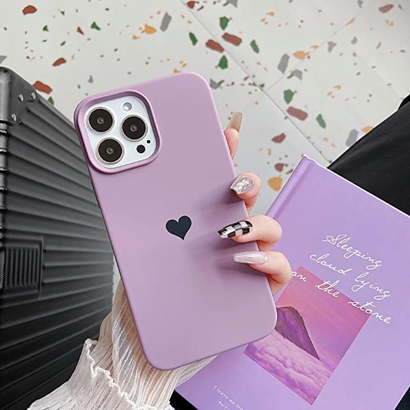 Lovely Love Candy Color Soft Case For iPhone 15 14 13 12 11 Pro XS Max X XR SE 2022 2020 7 8 Plus 6S Liquid Silicone Matte Cover