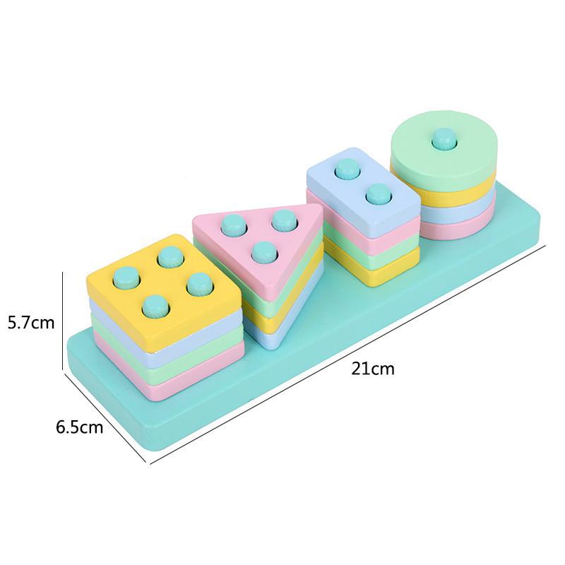 Childrens Wooden Geometric Shape Matching Blocks For Early Education And Brain Development