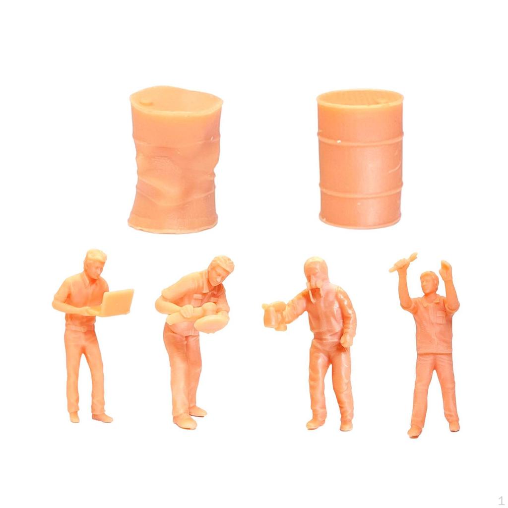6x Мини-фигурки из смолы 1/64 Кукла Сценарий Ландшафтный макет Коллекционная с бензобаком