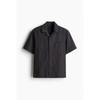 H M Linen Blend caMp sHirt Regular Fit Black