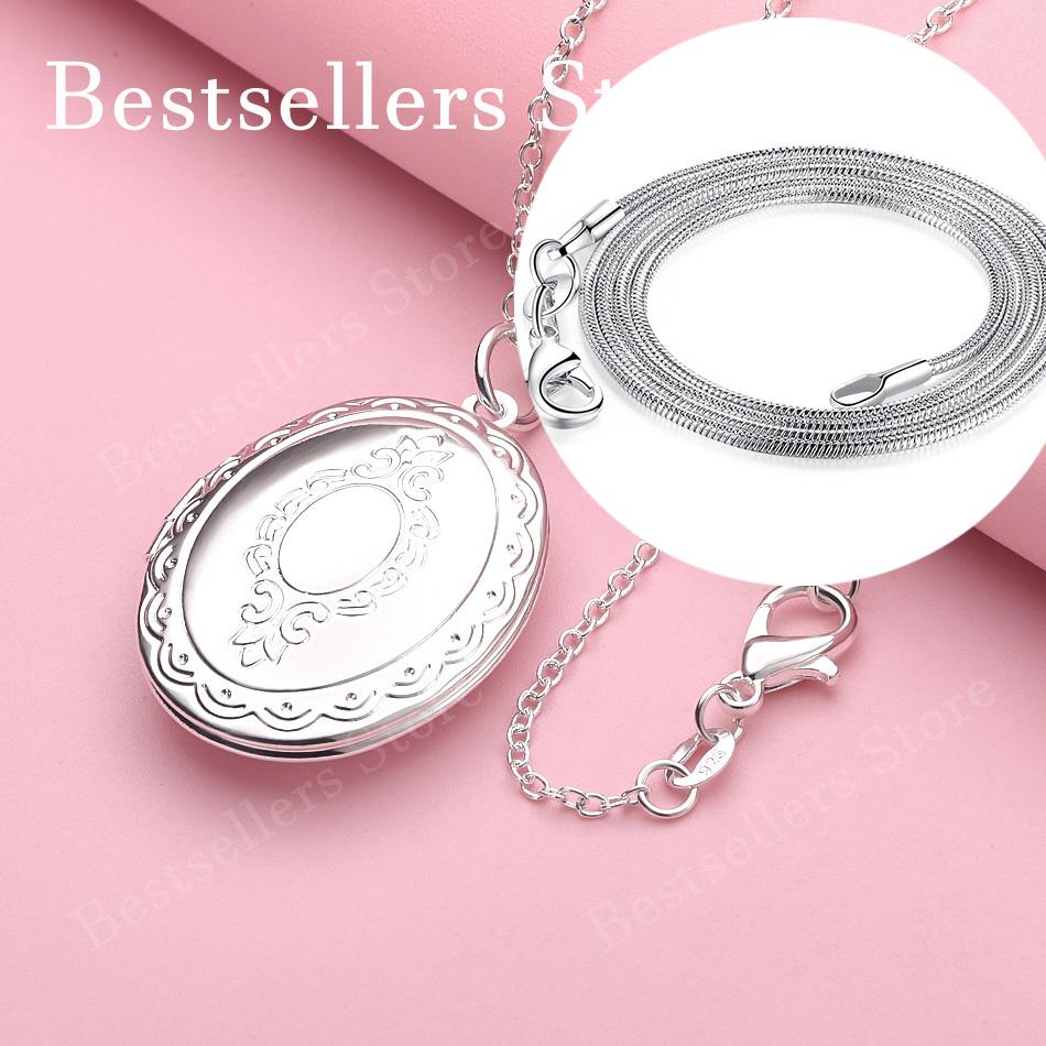 925 sterling silver 16-30 inch exquisite oval pattern pendant necklace for women's fashion wedding accessories jewelry