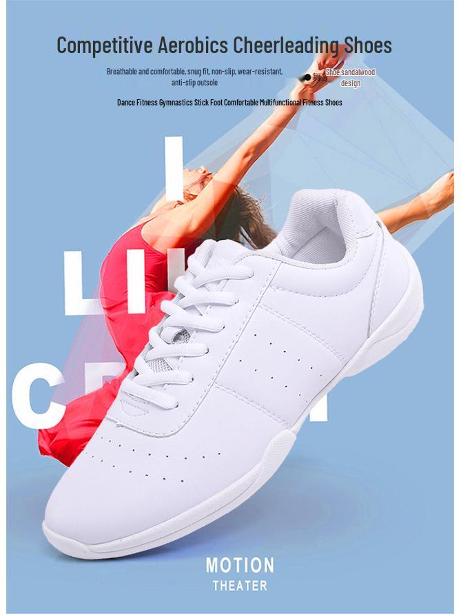 Белые женские и детские тренировочные туфли для соревновательного чирлидинга и танцев Yingrui