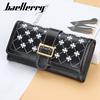 Baellerry Women's Fashion Long Purse Multifunctional Clutch Bag Buckle Wallet Four-leaf Clover Cell Phone Bag Pu Leather Coin Purse Card Holder