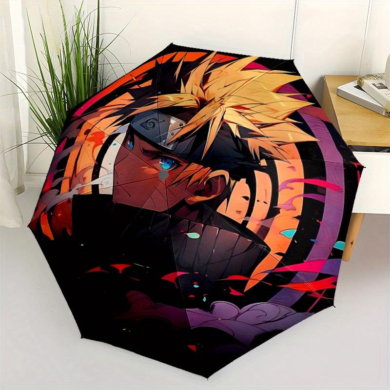 1pc Naruto Uzumaki Automatic Open/close Folding Portable Windproof Umbrella with 8-Rib Structure for Women/Men, All-Season Use 076