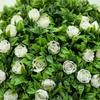 Set Of 2 Decorative Artificial Plants Ball Topiary Tree With Rose Flower In Pot Fake Plants For Home Indoor Outdoor