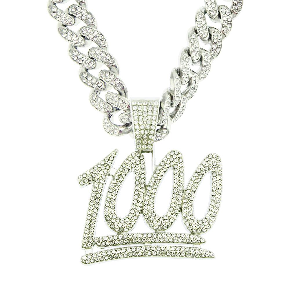 Ожерелье с подвеской в виде кубинской цепи с бриллиантами в 1000 точек, мужские аксессуары в стиле хипстер-стрит, европейский и американский хип-хоп, цифровой доминирующий тег