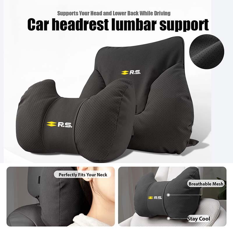 Car Seat Neck Pillow Lumbar Support Headrest Waist Cushion For Renault RS Kadjar Captur Clio Megane 2 3 4 RS Koleos Logan A11