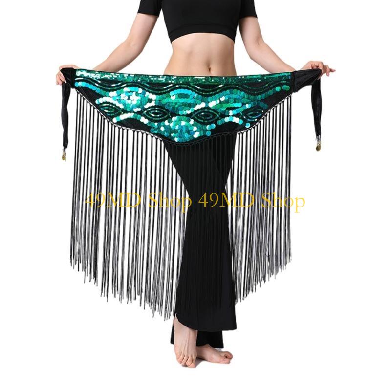 49MD Hip Wrap Hip Scarf for Indian Belly Dancer Stage Performances Waist Chain Belt
