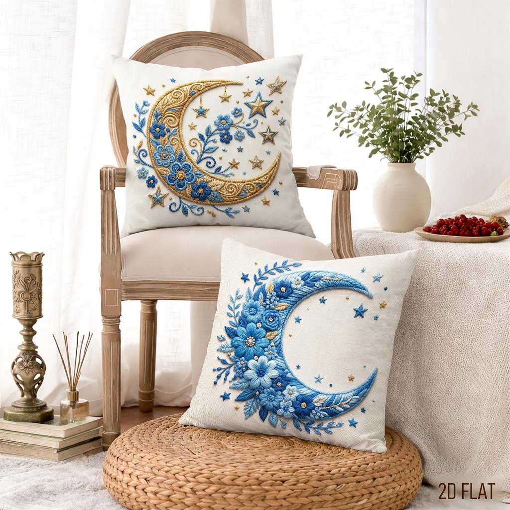 4Pcs Islamic Ramadan Cushion Cover Moon Star Lantern Mandala Printed Pillow Case Polyester Home Decor Sofa Bedroom Living Room