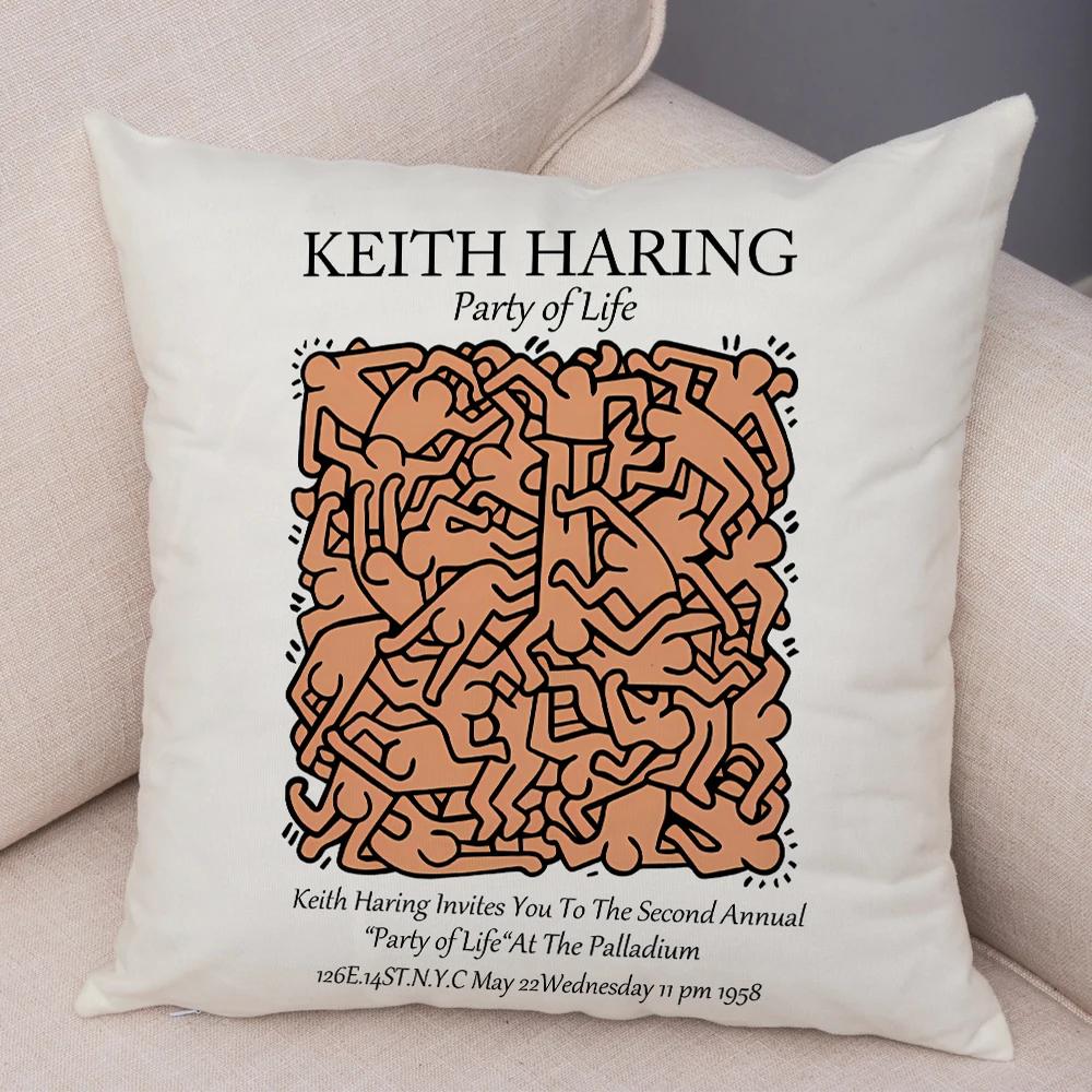 Nordic Style Plush Throw Pillow Case Abstract Keith Artwork Cushion Cover for Sofa Home Car Decor Geometric Art Print Pillowcase