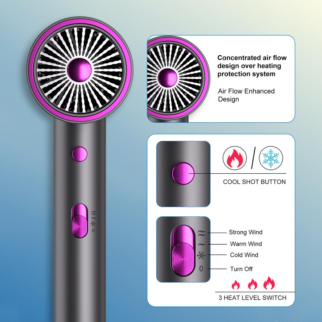 Легкий фен Pretfy, дорожные фены для женщин мощностью 1800 Вт, профессиональный ионный фен