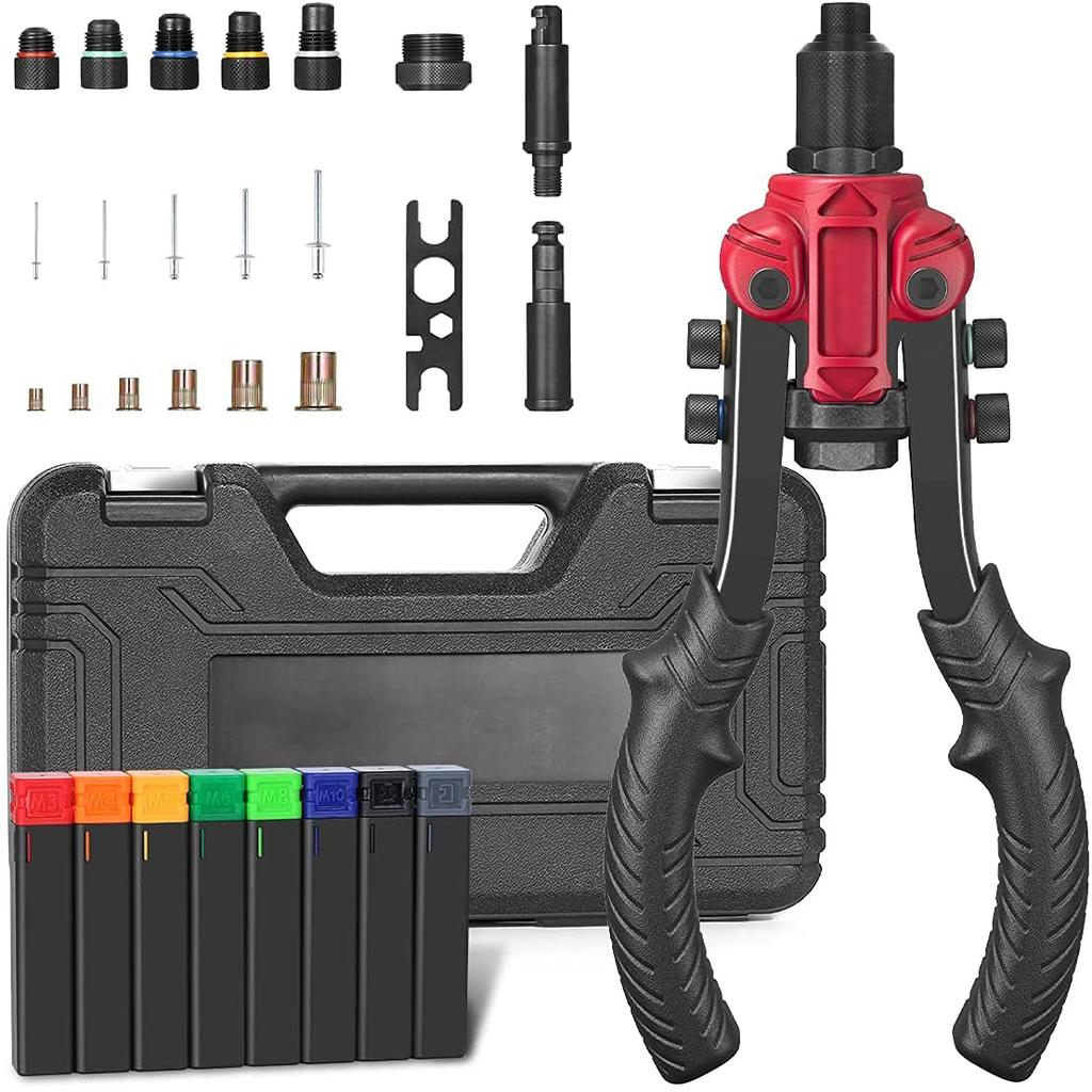 Rivet Nut Tool,3 In 1 Rivet Setter Kit,Rivet Nut Pliers Set with 6 Metric and SAE