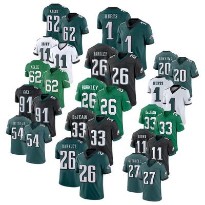 Джерси Philadelphia Eagles NFL 1 Джейлен Хёртс Мужская Дышащая Вышитая Футбольная Форма Игровая Одежда для Болельщиков