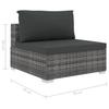 11 piece Garden Lounge Set with Cushions Poly Rattan Gray