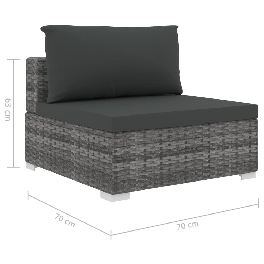 11 piece Garden Lounge Set with Cushions Poly Rattan Gray
