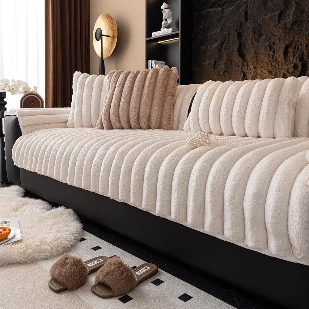 Зимняя утолщенная плюшевая подушка на диван, простая однотонная, для декора гостиной дома, мягкая, удобная, нескользящая подушка на сиденье дивана