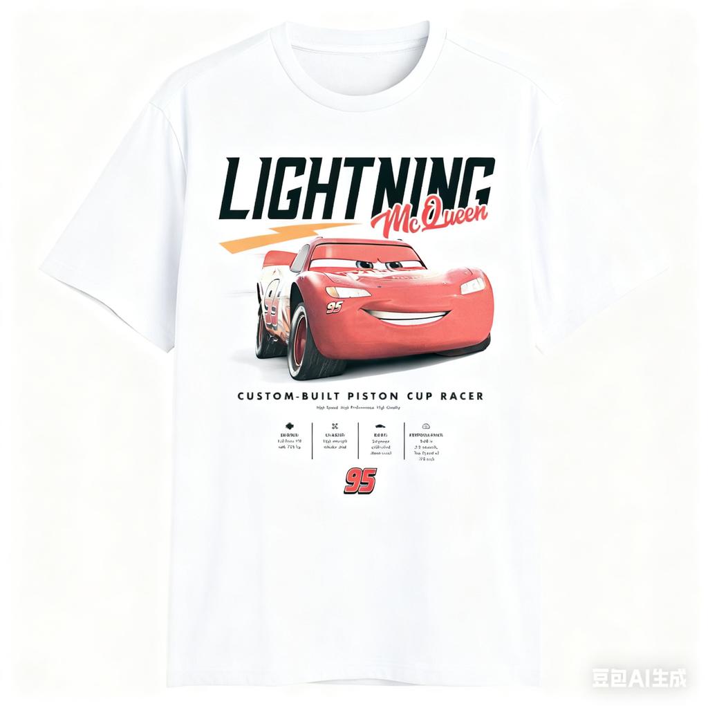 Pixar Trendy Casual Loose Fashion Shortsleeved Car Story Lightning McQueen Statistical Adult Tshirt