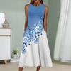 Summer Fashion Sexy Sleeveless Dress Soft Casual 3D Slanted Blue Rose Print Dress Sleeveless Sling Dress