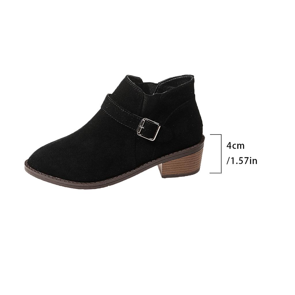 Модные женские ботильоны челси на среднем каблуке из искусственной замши с острым носком, весна и осень 2024, однотонные, на квадратном каблуке, слипоны, короткие модные ботильоны