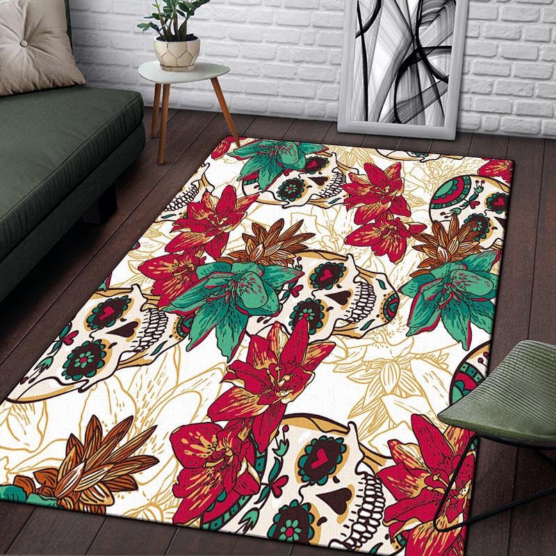 Винтажный декоративный череп с узором розы, декоративный квадратный ковер, современный дом, гостиная, пол, матовый ковер для спальни, художественный коврик для плаката