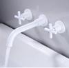 European Antique In-wall Brass Lavatory Basin Mixer Taps Bathroom Sink Faucet Hot and Cold Water Concealed Mounted Tap