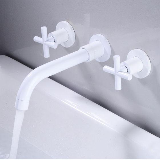 European Antique In-wall Brass Lavatory Basin Mixer Taps Bathroom Sink Faucet Hot and Cold Water Concealed Mounted Tap