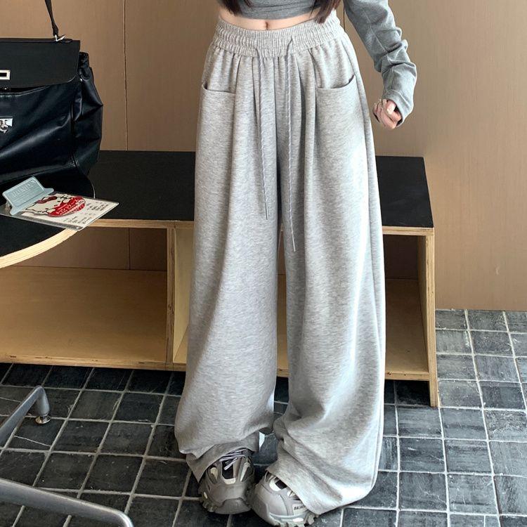 Женские повседневные брюки больших размеров с эластичной талией, свободные, с завязками на талии, широкие, утягивающие, прямые, длиной до пола, спортивные брюки