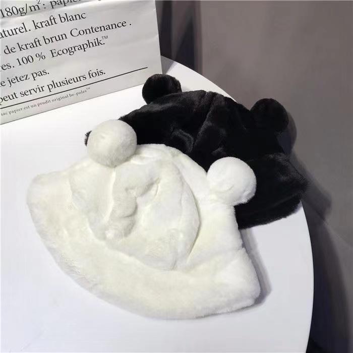 Kawaii милая панама с леопардовым принтом и медвежьими ушками для женщин, повседневная зимняя теплая флисовая шапка из искусственного меха Ins, дизайнерская уличная панама