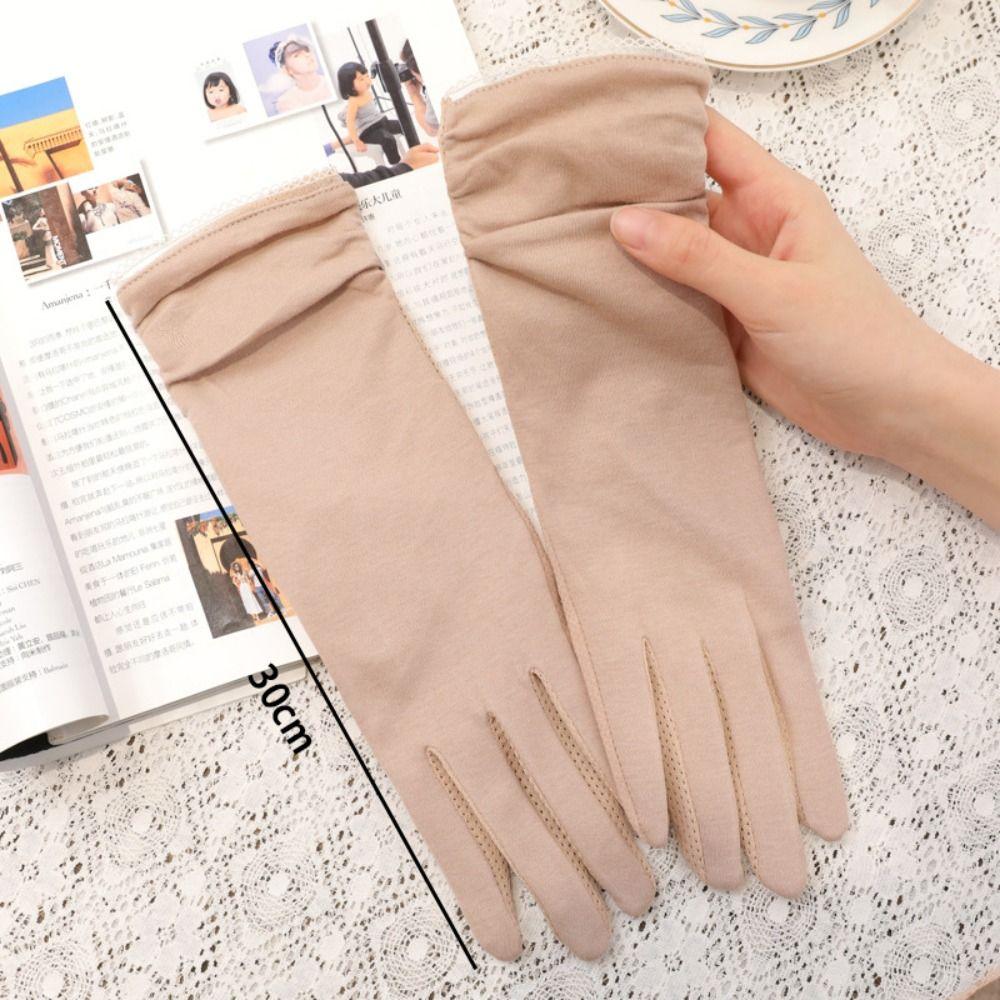 Mid-length Women Gloves Anti-UV Sunscreen Gloves Fashion Mittens Outdoor Riding