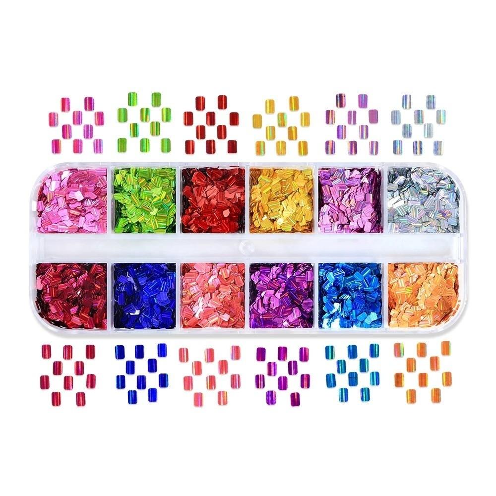Laser Shiny Nail Glitter Flakes 12-Grid Nail Decoration Accessories French Manicure