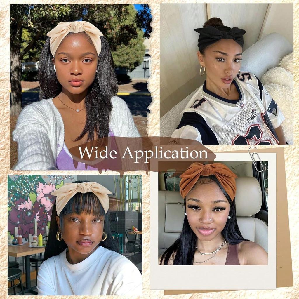 Женская повязка на голову с бантом и кроличьими ушками, в стиле бохо, очень широкая, милая повязка на голову с узлом и кроличьими ушками, эластичная, однотонная, с узором пейсли, аксессуары для волос с бантом